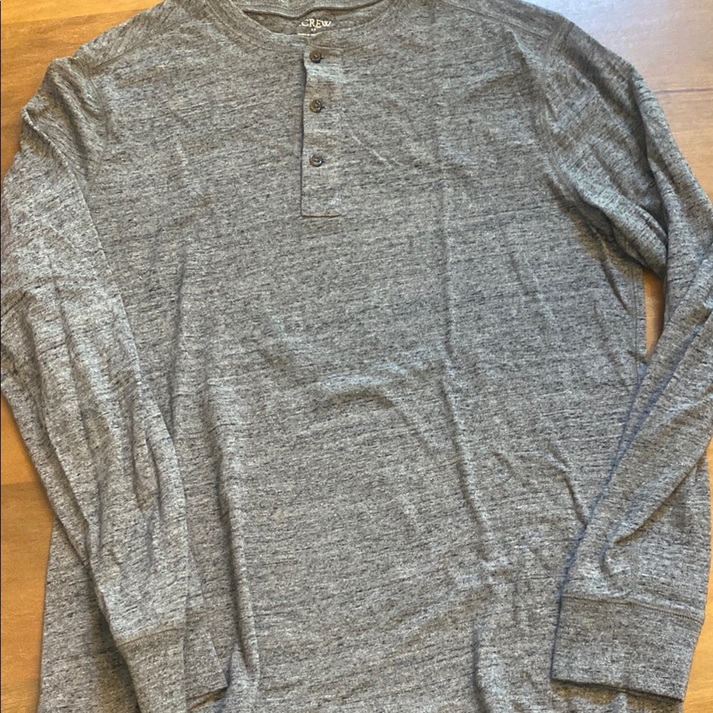 J. Crew Men’s L Charcoal Long Sleeve Henley Shirt